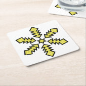 Glitter Snowflake - Yellow Star Vierkante Kartonnen Onderzetter (Schuin)