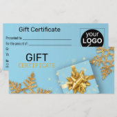 Glitter Snowflakes Gold Cadebox Blue Cadeaukaart (Voorkant / Achterkant)