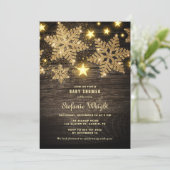 Glitter Snowflakes Rustisch Baby shower Kaart (Staand voorkant)