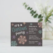 Glitter Snowflakes - Uitnodiging voor kerstfeest (Staand voorkant)