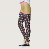 Glitter sorteert roze en goudharten monogram leggings (Links)