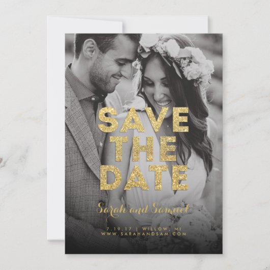 Glitter sparen de DatumKaart Save The Date (Voorkant)
