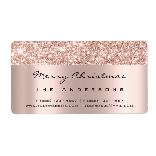 Glitter Spark Roos Gold Bridal Feestdagen Kerstmis Etiket (Voorkant)