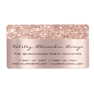Glitter Spark Roos Gold Bridal Sweet 16th Quincean Etiket