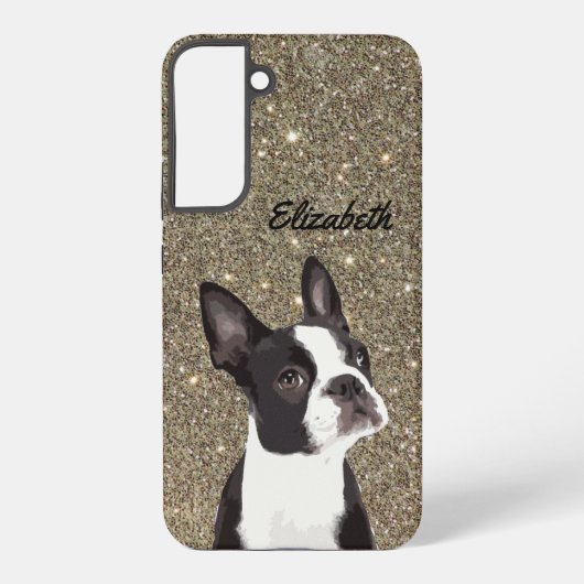 Glitter Sparkle Boston Terrier Dog Cute Samsung Galaxy Hoesje (Achterkant)