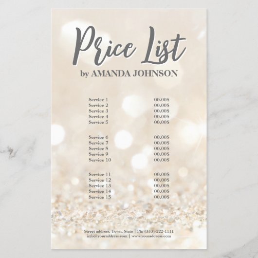 Glitter Sparkle Creamy prijslijst voor elke servic Flyer (Voorkant)