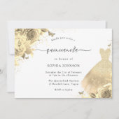 Glitter Sparkle Dress Floral Quinceanera 15th Kaart (Voorkant)