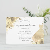 Glitter Sparkle Dress Floral Quinceanera 15th Kaart (Staand voorkant)