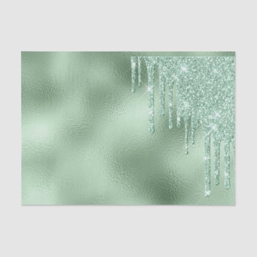 Glitter Sparkle Drips Mint Green folie Tissuepapier (Voorkant)