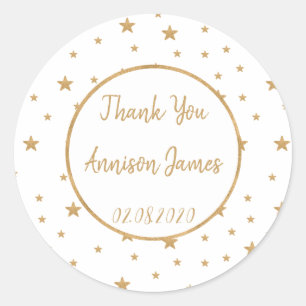 Glitter Sparkle, gepersonaliseerde Gold Star Harte Ronde Sticker