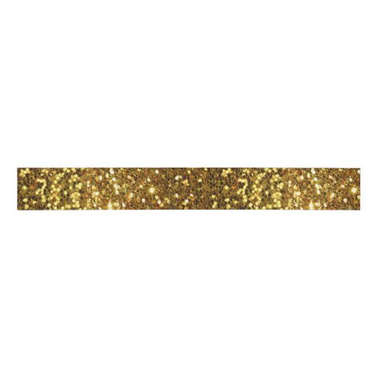 Glitter Sparkle Gold Faux Sequin Grosgrain Lint (Voorkant)