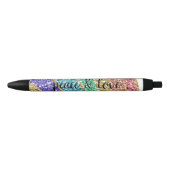 Glitter Sparkle Gold Rainbow gepersonaliseerd Zwarte Inkt Pen (Voorkant)