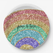 Glitter Sparkle Gold Rainbow Papieren Bordje (Voorkant)