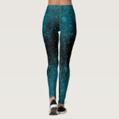 Glitter sparkle naadloze confetti turquoise shine leggings (Achterkant)