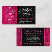 Glitter Sparkle Pink Crown Juwels Accessoires Visitekaartje (Voorkant / Achterkant)