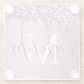 Glitter Sparkle Roos Blush Girly Pink Naam Glazen Onderzetter (Achterkant)