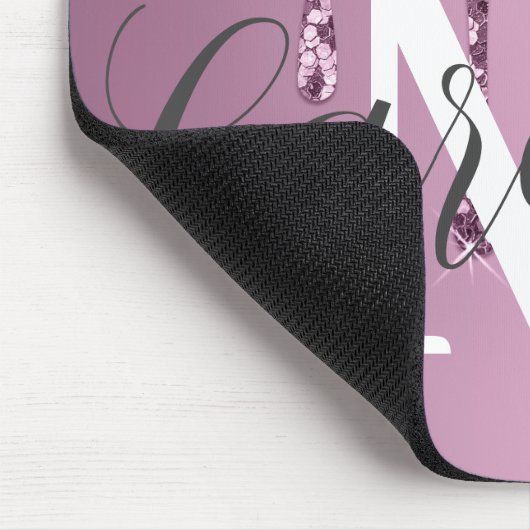 Glitter Sparkle Roos Blush Girly Pink Naam Muismat (Hoek)