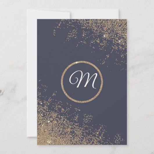 Glitter Sparkles Navy Blue Afstuderen Kaart (Achterkant)