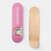 Glitter Sparkles. Roze skateboard Unicorn Rainbow (Voorkant)
