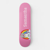 Glitter Sparkles. Roze skateboard Unicorn Rainbow (Voorkant)