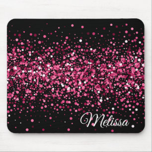 Glitter sparkles roze zwarte glamoureus muismat