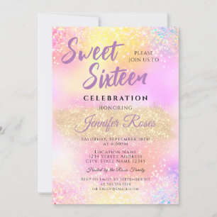 Glitter Sparkles Sweet 16 Girly Modern Kaart