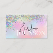 Glitter Sparkly Holographic Signature Monogram Visitekaartje (Voorkant)
