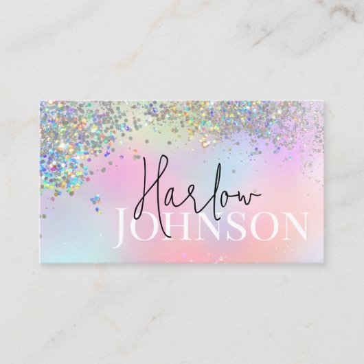 Glitter Sparkly Holographic Signature Monogram Visitekaartje (Voorkant)