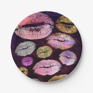 Glitter Sparkly Kus Lippen Beauty Make-up Feest Papieren Bordje
