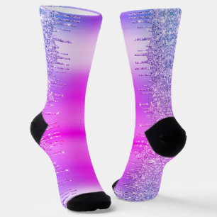 Glitter Sparkly Paarse Roze Neon Sokken