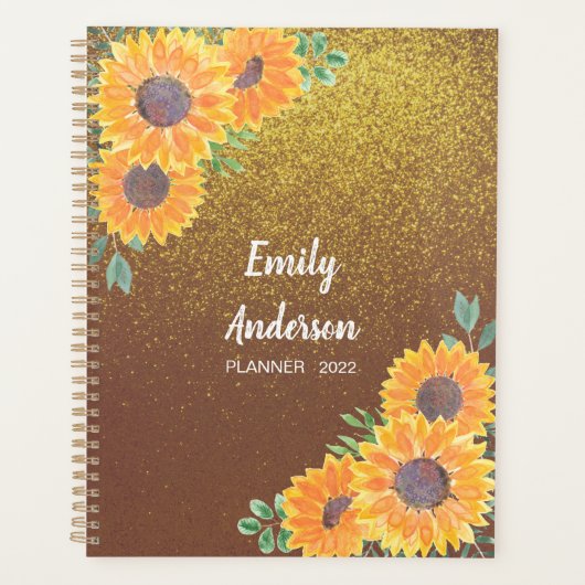 Glitter, speciaal aangepast zonnebloem planner (Voorkant)