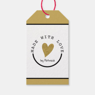 Glitter, speciaal gemaakt met Love Heart Gold Glit Cadeaulabel