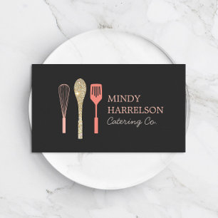 Glitter Spoon Whisk Spatula Catering Logo Visitekaartje