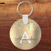 Glitter Stainless Steel Monogram Sleutelhanger (Voorkant)