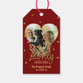 Glitter Star-fotoserie Rood met heerlijk kerstfees Cadeaulabel (Achterkant)