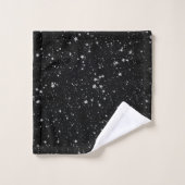 Glitter Stars2 - Silver Black Bad Handdoek (Wasdoekje)