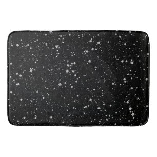 Glitter Stars2 - Silver Black Badmat