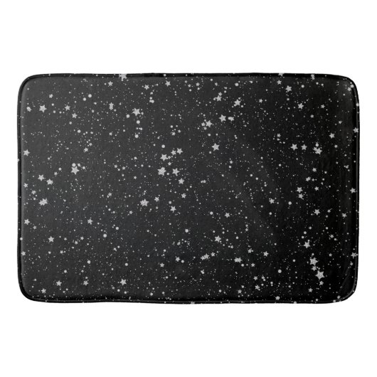 Glitter Stars2 - Silver Black Badmat (Voorkant)