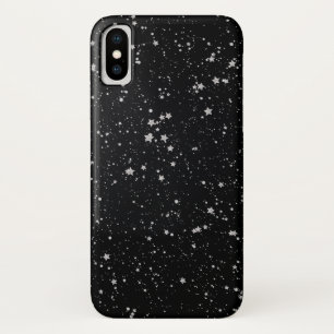 Glitter Stars2 - Silver Black iPhone X Hoesje
