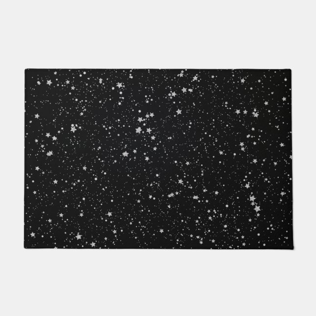 Glitter Stars2 - Silver Black Deurmat (Voorkant)