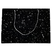 Glitter Stars2 - Silver Black Large Cadeauzakje (Voorkant)