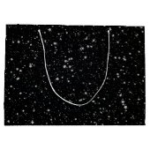 Glitter Stars2 - Silver Black Large Cadeauzakje (Achterkant)