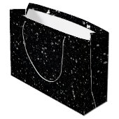 Glitter Stars2 - Silver Black Large Cadeauzakje (Achterkant Gekanteld)