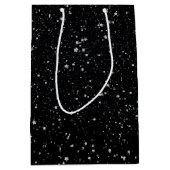 Glitter Stars2 - Silver Black Medium Cadeauzakje (Voorkant)
