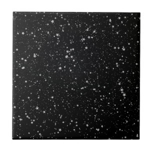 Glitter Stars2 - Silver Black Tegeltje