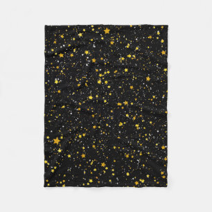 Glitter Stars3 - Gold Black Fleece Deken