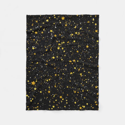 Glitter Stars3 - Gold Black Fleece Deken (Voorkant)