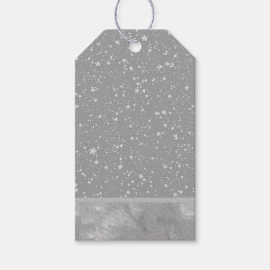 Glitter Stars4 - Zilver Cadeaulabel (Voorkant)
