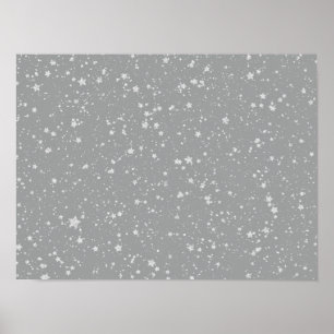 Glitter Stars4 - Zilver Poster