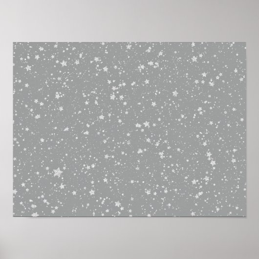 Glitter Stars4 - Zilver Poster (Voorkant)